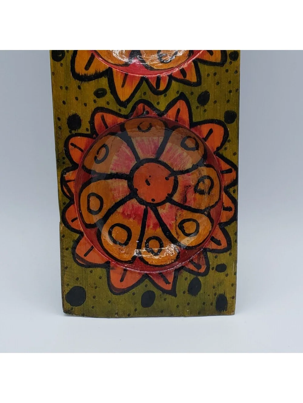 Hand Painted Divided Wood Tray Rectangle 3 Section Floral Boho Votive Holder